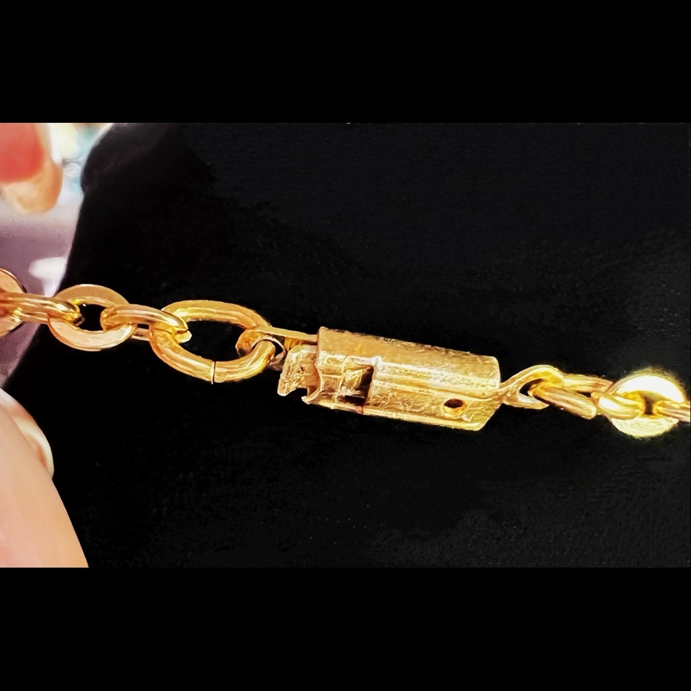 Vintage BSK Gold-Plated Adventurine Pendant/Necklace - Picture 6 of 7